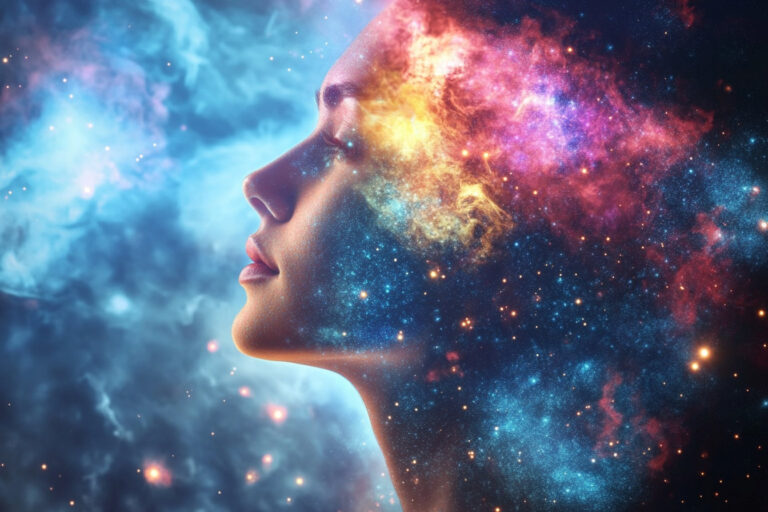 Profile merging with colourful galaxy.