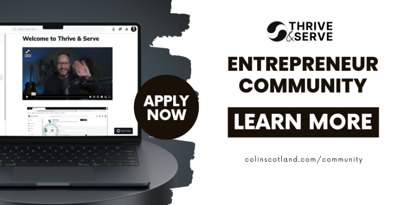 Laptop showing webinar, Entrepreneur Community advert, Apply Now.
