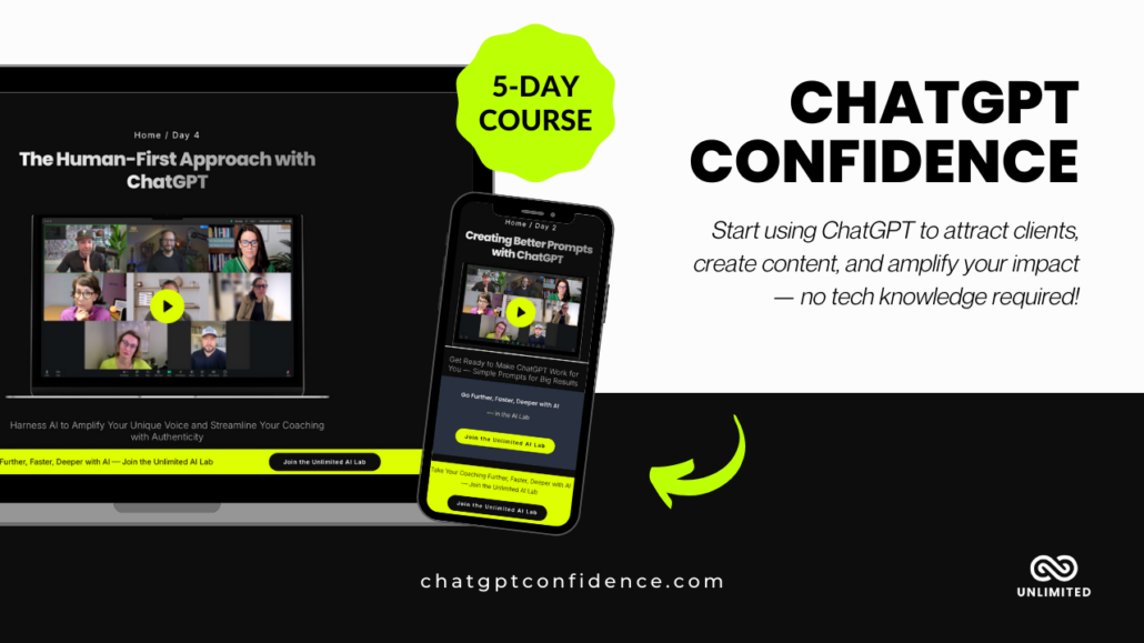 ChatGPT confidence course for client attraction and content creation.