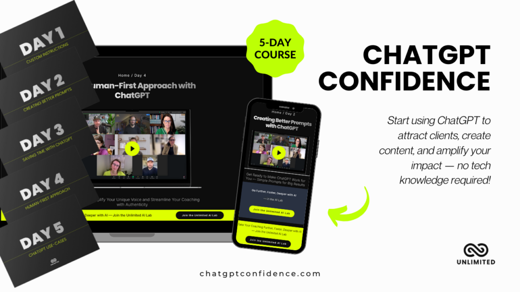 ChatGPT course for boosting confidence and client attraction.