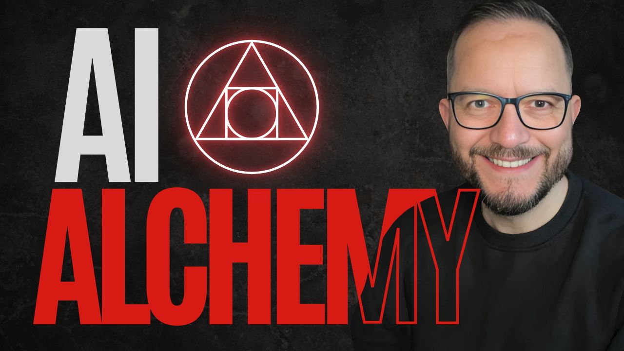 AI Alchemy logo with abstract symbol.