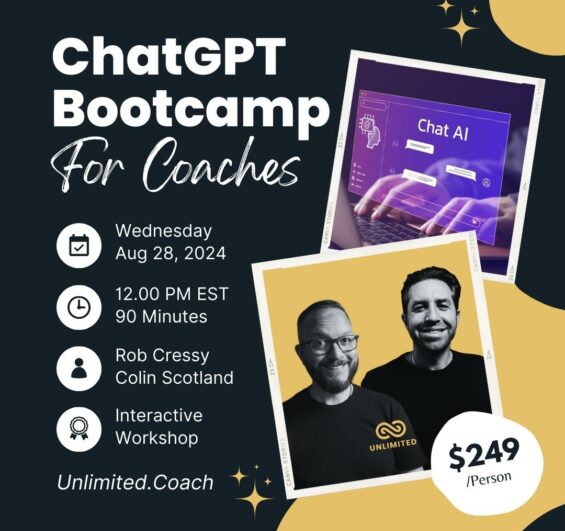 ChatGPT Bootcamp for Coaches, Aug 28, 2024, $249