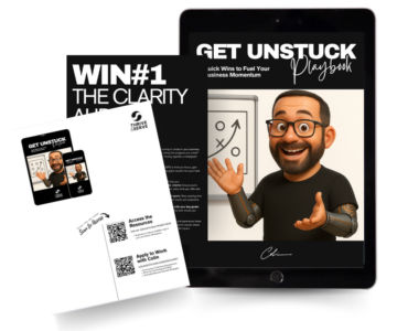 Digital marketing playbook with illustrated character on tablet.