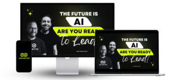 AI future leadership promotional image across devices